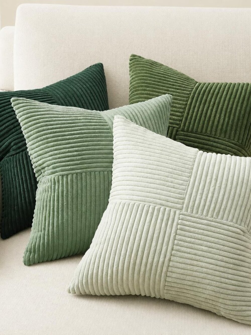 SageGreen Throw Pillow Covers 18X18 Inch Set of 4,Boho Farmhouse Cozy Cushion